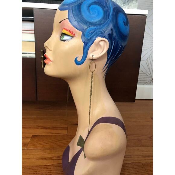 Artisan Handmade Antique Brass extra long shoulder duster earrings - Picture 3 of 10